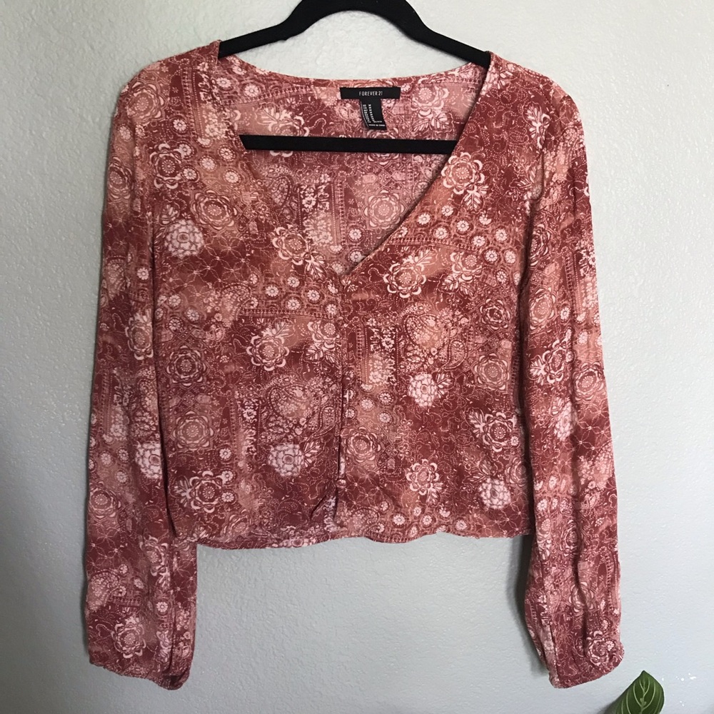 Bohemian floral print long sleeve button down